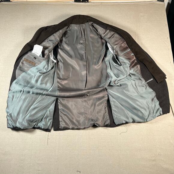 Pronto Moda Men's Blazer 42L Brown Plaid Jacket Wool Cashmere Layered Sport Coat - Picture 5 of 11